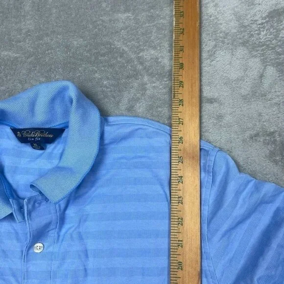 Brooks Brothers Slim Fit Men’s Stripe Polo Shirt XL Blue 6977 - Picture 3 of 7